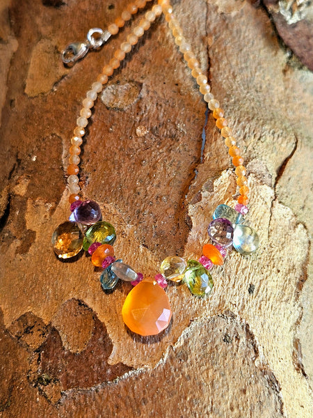 Carnelian & Multi Color Brio Necklace  NRD2525