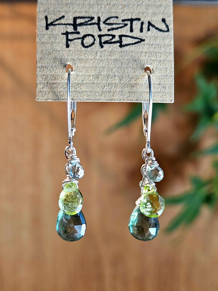 Green Apatite, Peridot & Sage Sapphire Earrings  EGR2725