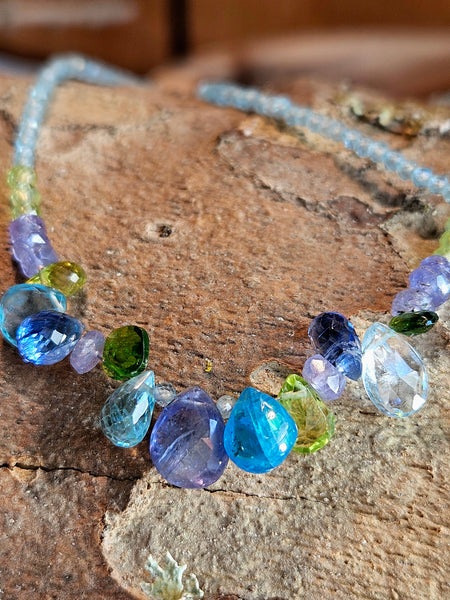 Tanzanite & Multi Color Gemstone Necklace  NBL4423