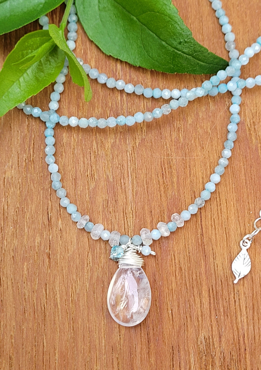 Rainbow Moonstone, Aquamarine & Apatite Necklace NWH2923