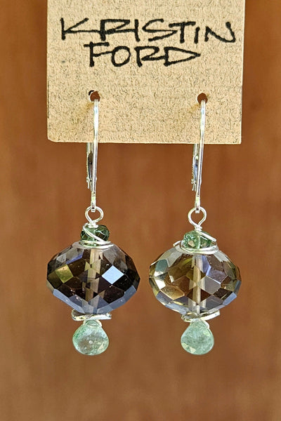 Smoky Quartz, Green Strawberry Quartz & Apatite Earrings EBR3423