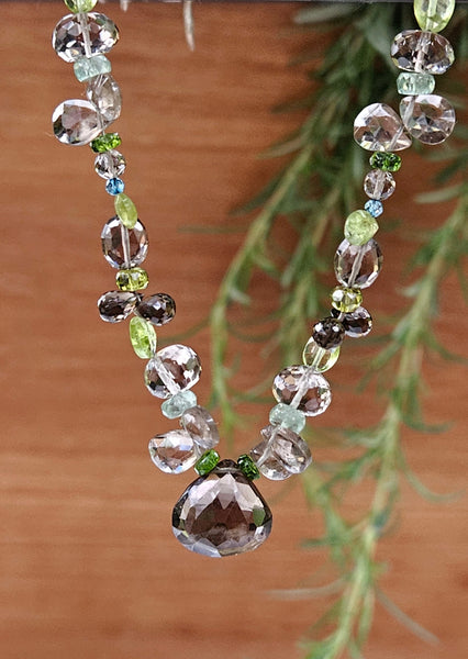 Smoky Quartz, Green Strawberry Quartz & Apatite Earrings EBR3423