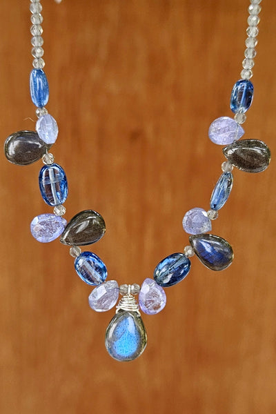 Black Labradorite, Tanzanite & Kyanite Neckalace NBK1123