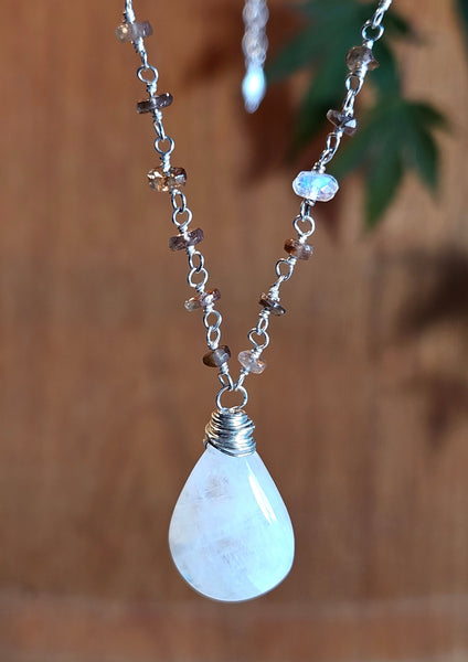 Rainbow Moonstone & Andalucite Earrings EWH5523