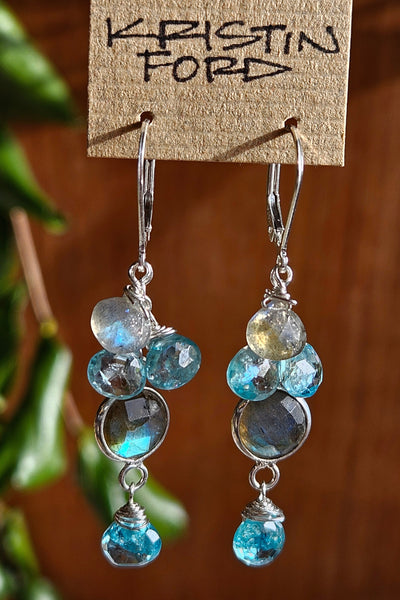 Labradorite & Ocean Blue Kyanite Earrings EBK0324
