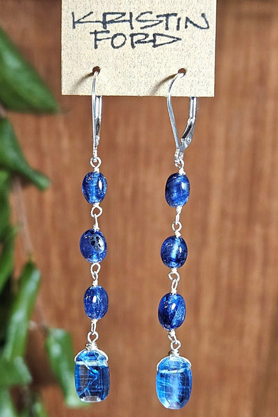 Kyanite & Sapphire Earrings EBL3024
