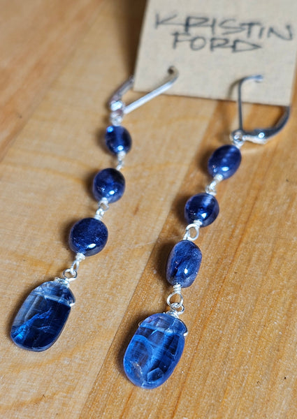 Kyanite & Sapphire Earrings EBL3024