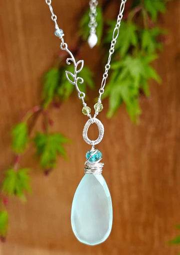 Chalcedony Teardrop with Apatite Rondel Earrings EBL3020