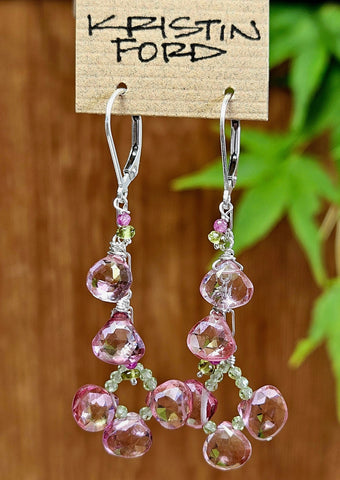 One of a Kind Pink Topaz Earrings