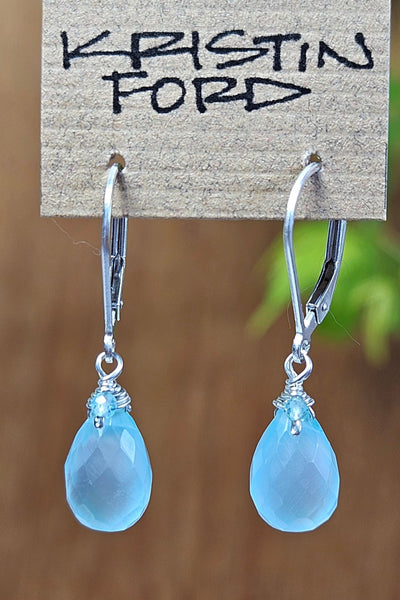 Chalcedony Teardrop with Apatite Rondel Earrings EBL3020