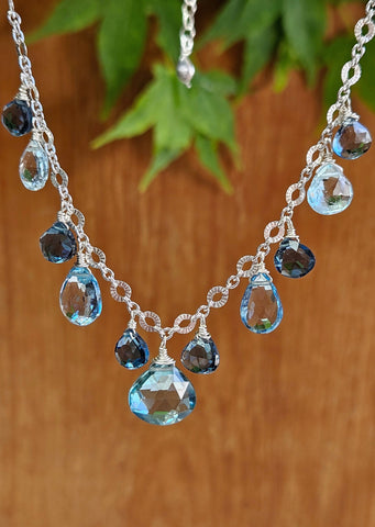 One of a Kind Blue Topaz Drop Necklace