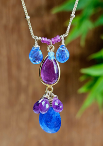 GF) Bezelled Ruby and Tanzanite Necklace  NWH0122G