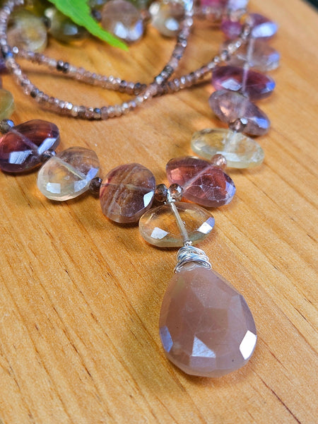 Chocolate "Mocha" Moonstone & Fluorite Necklace  NBR0824