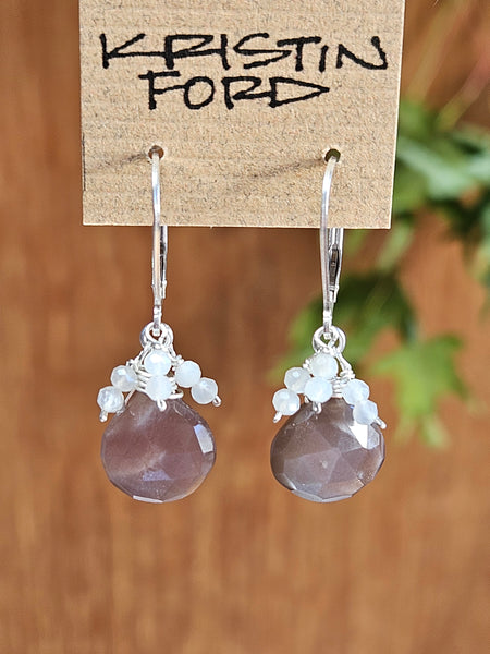 Chocolate "Mocha" Moonstone & Fluorite Necklace  NBR0824