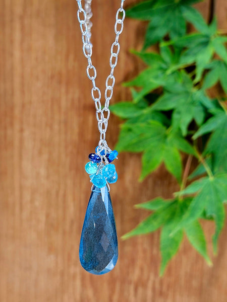 Moss Aquamarine, Apatite & Sapphire Necklace  NBL4024
