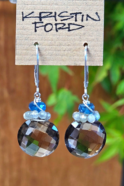 Smoky Quartz Coin Earrings  EBR1424
