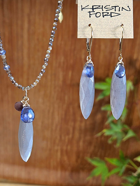 GF)  Silver Moonstone & Iolite Earrings EBK1319G