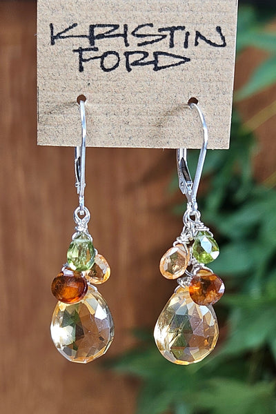 Citrine, Hessonite, Spessartite & Vesuvianite Earrings  EWH2724