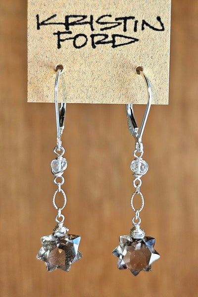 Smoky Quartz Star & Moonstone Earrings EBR2020