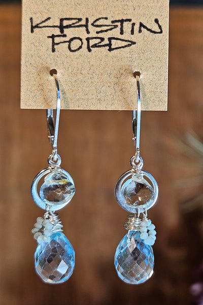 Blue Topaz, Aquamarine & Larimar Earrings  EBL2525