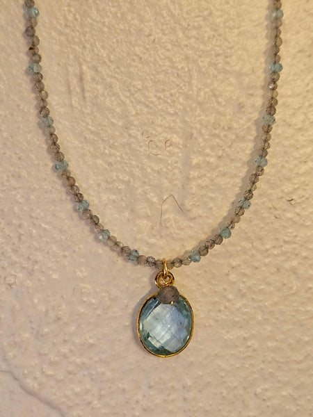 Blue Topaz & Labradorite Necklace NBL4410G