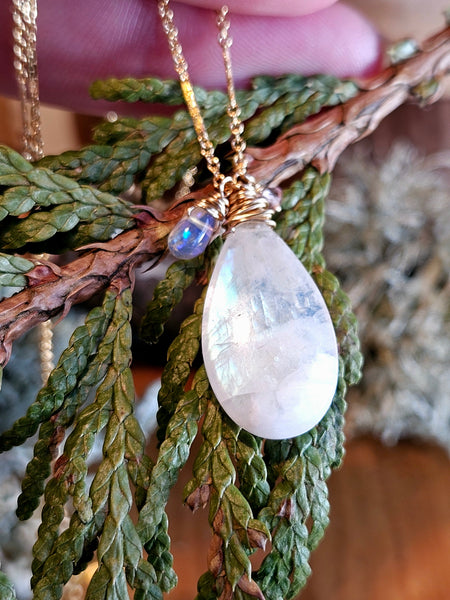 GF) Rainbow Moonstone, Opal & Pink Tourmaline Necklace  NWH1525G