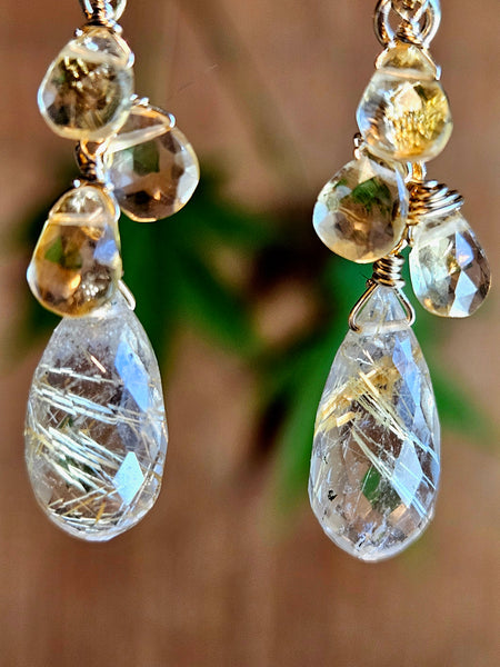GF) Golden Rutilated Quartz & Citrine Earrings EBR2125G