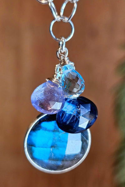 Labradorite, Kyanite, Tanzanite & Blue Topaz Necklace  NBK0525
