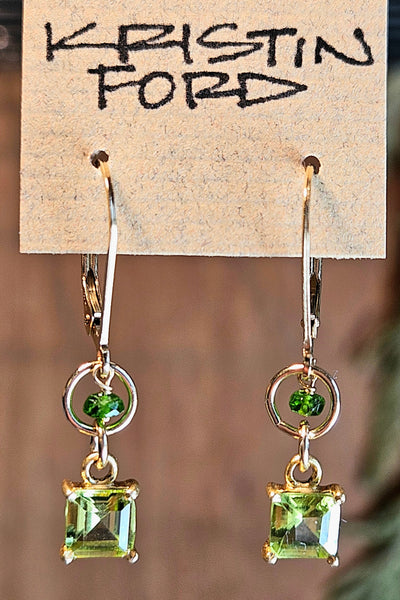 GF) Emerald Cut Peridot Earrings  EGR1825G