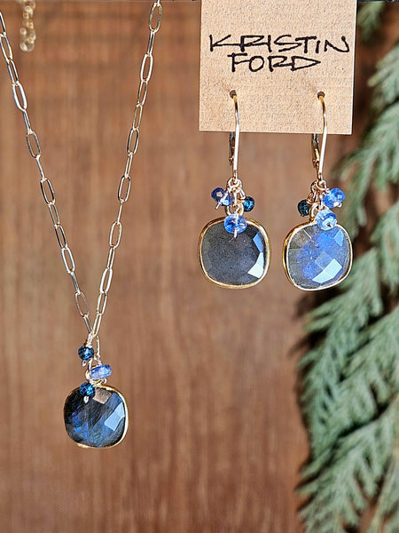 GF) Labradorite, Blue Kyanite & London Blue Topaz Necklace  NBK1525G