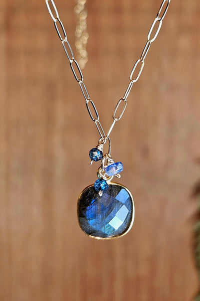 GF) Labradorite, Blue Kyanite & London Blue Topaz Necklace  NBK1525G