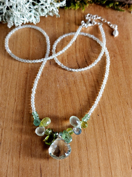 Prasiolite & Multi Color Briolette Necklace  NGR2025