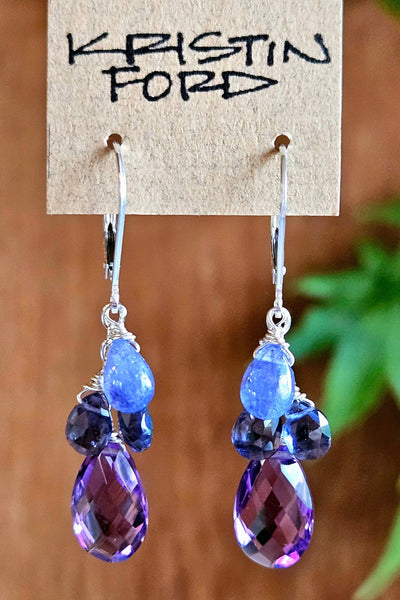 Amethyst, Iolite & Tanzanite Earrings  EBL4825