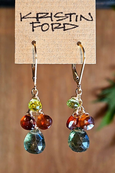 GF) Green Apatite, Hessonite & Peridot Earrings  EGR2125G