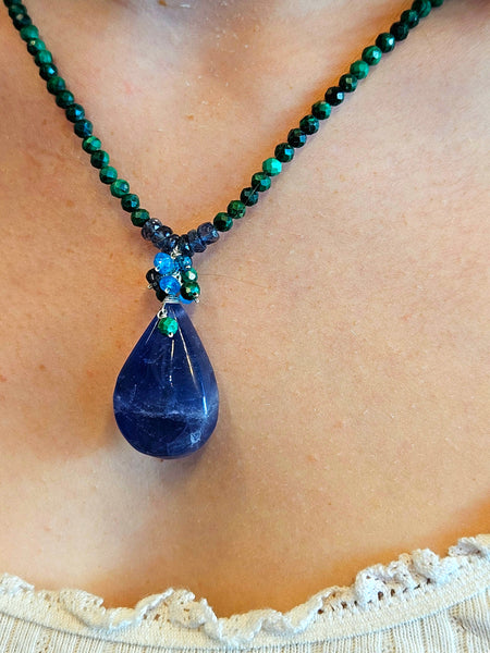 Blue Fluorite & Malachite Necklace  NWH2424