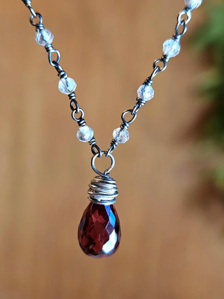 OX) Garnet & Labradorite Necklace  NRD2925OX