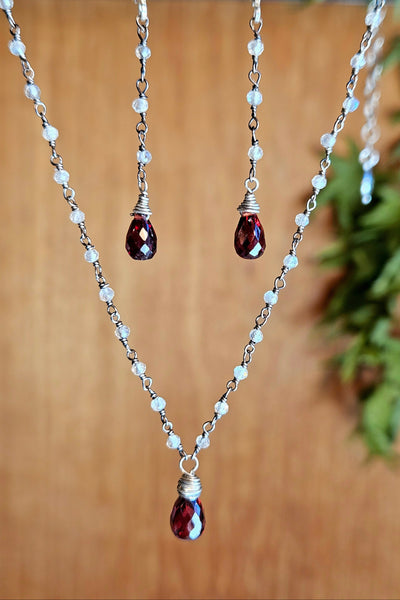 OX) Garnet & Labradorite Earrings  ERD2925OX