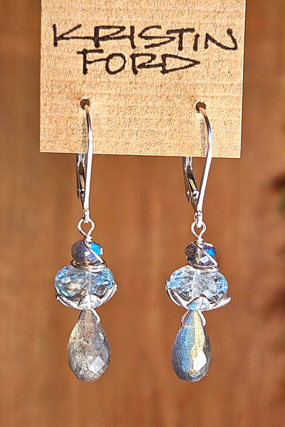 Labradorite & Blue Topaz Earrings  EBK1625