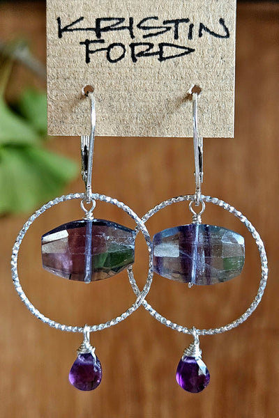 Fluorite & Amethyst Earrings  EBL4425