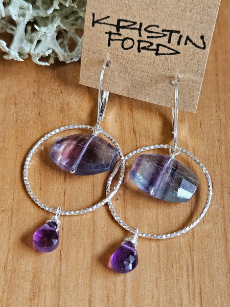Fluorite & Amethyst Earrings  EBL4425