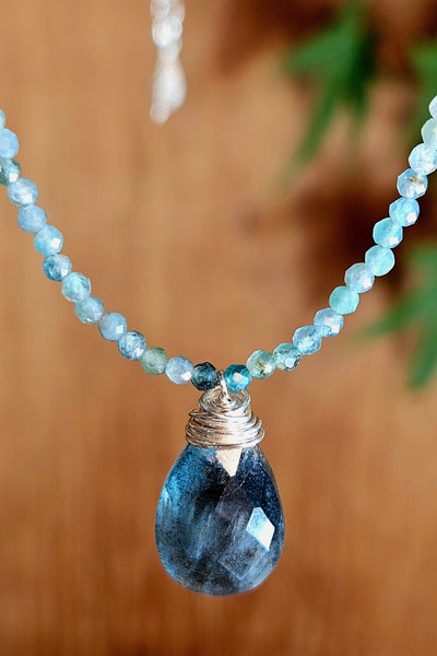 Moss Aquamarine & Indigo Kyanite Earrings  EBL6025