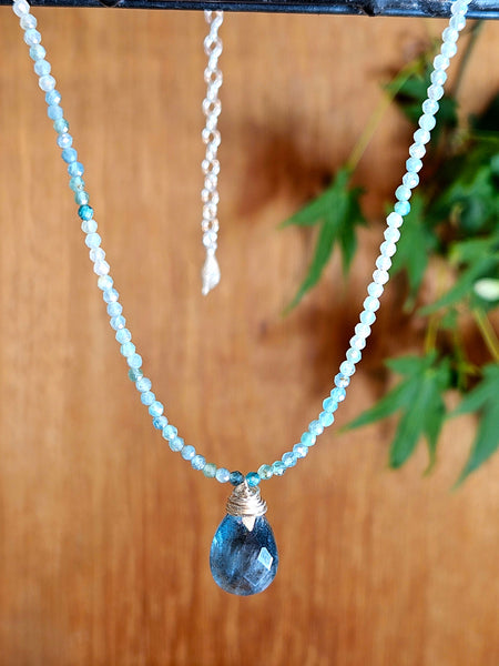 Moss Aquamarine & Grandidierite Necklace  NBL6025