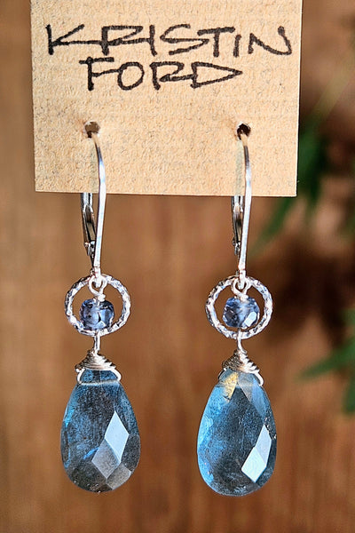 Moss Aquamarine & Indigo Kyanite Earrings  EBL6025