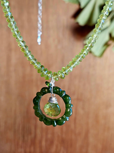 One of a Kind Peridot & Jade Necklace