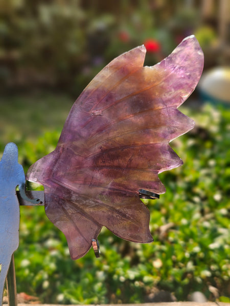 Smoky Amethyst Angel Wings With Stand.