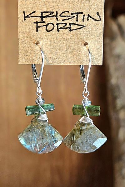 Labradorite & Green Tourmaline Earrings  EBK5225