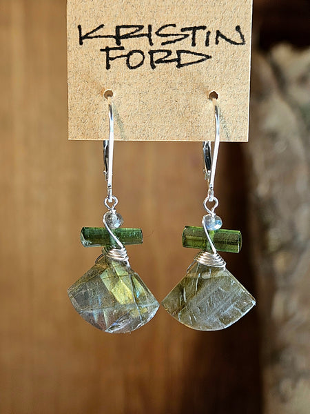 Labradorite & Green Tourmaline Earrings  EBK5225