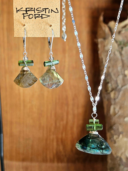 Labradorite & Green Tourmaline Earrings  EBK5225