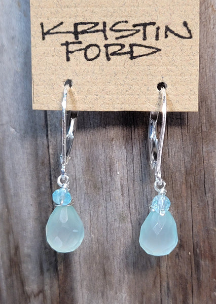 Chalcedony Teardrop with Apatite Rondel Earrings EBL3020