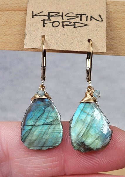 GF) Labradorite Ring Drop Floaters Necklace NBK3718G